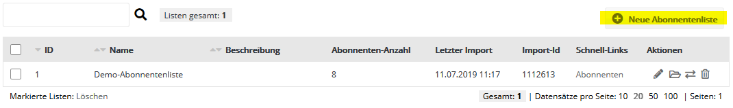 Abonnentenlisten in unsere Mailinglösung
